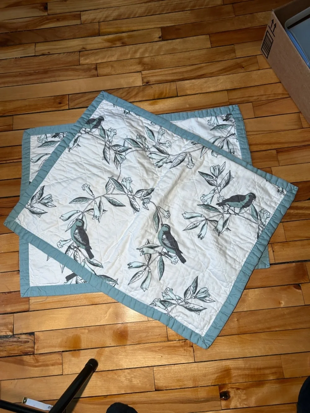 Coastal Grandma Botanical Bird Reversible Piped Border Pillow Shams Discontinued